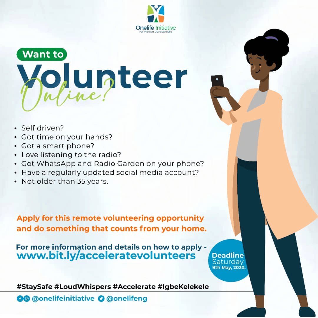 Volunteer with us Online (May – July 2020) – Onelife Initiative