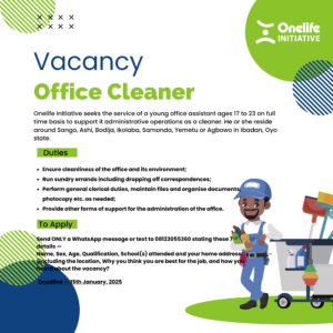 An e flier for a vacancy for office cleaner